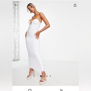 ASOS low cut bodycon white midi dress